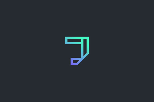 Minimal Geometrical Abstract Letter J Dark Background Logo Template