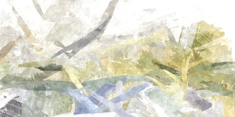grunge texture of colored paint strokes and blurry stains with brushes of different sizes and shapes