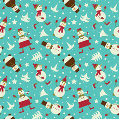 Simple Christmas seamless pattern with snowmen.