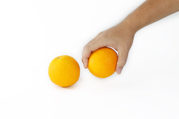 Picking oranges.