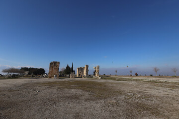 Turkey, Denizli Pamukkale, February 3, 2020 and the ancient city of Hierapolis. 