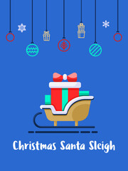 Christmas and Sleigh Sled santa icon with christmas ornament elements hanging background.