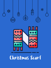 Christmas scarf for winter icon.