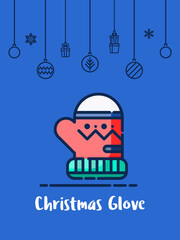 Christmas glove for winter season icon.