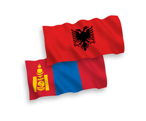 Flags of Mongolia and Albania on a white background