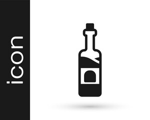 Black Bottle of wine icon isolated on white background. Vector.
