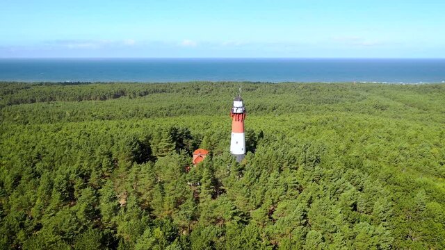 4k drone footage of Stilo Lighthouse in Osetnik, Poland