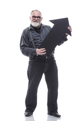 full- length . confident older man pointing the direction