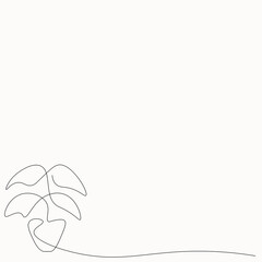 Plant in pot line drawing. Vector illustration