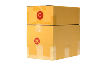 Obraz premium Paper boxes of parcels post for sale many size in the shop in Thailand