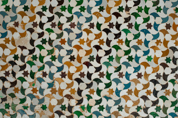 Mosaic at the Alhambra, in Nazaries Palace. Granada, Spain