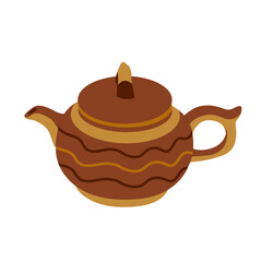 Brown ceramic teapot. Isolated of white background.