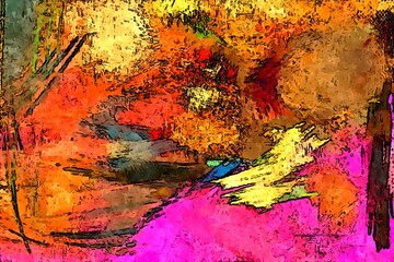 Watercolor, oil, grunge background Texture of strokes of colored paint, blurred spots with brushes of different sizes and shapes.