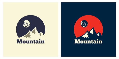 Mountain in circle retro vintage adventure logo