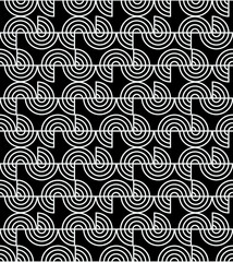 Semicircle retro seamless pattern in black and white colors 