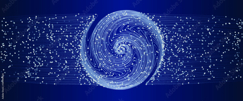 Fototapete big data concept with lines and dots. Yin and Yang symbol effect with lines.