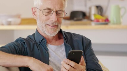 Man hands holding smartphone while order food delivery at home. Mature man using mobile app with smart phone to order lunch. Man sending email at home with cellphone
