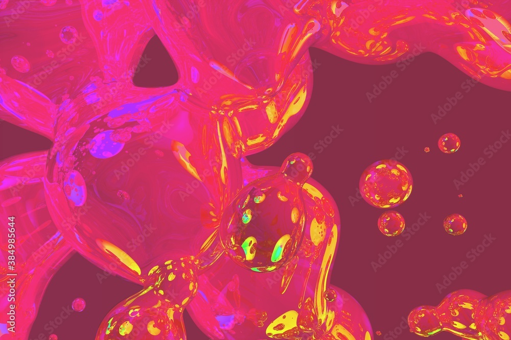 Poster soap glossy and shiny slime abstract gradient texture or background 3d illustration - soft focus bac