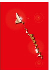 Abstract image of a golden ribbon of serpentine on a red background.