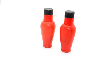 A picture of bottles on white background