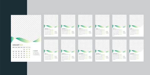 Wall calendar template, date planner, happy new year calendar