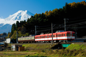 富士急行線と富士山