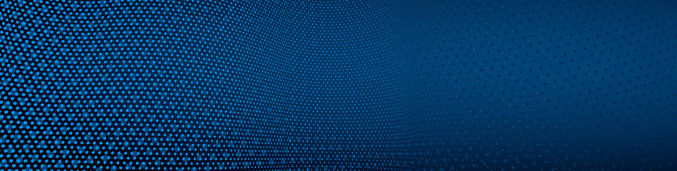 3D abstract dark blue background with dots pattern vector design, technology theme, dimensional dotted flow in perspective, big data, nanotechnology.
