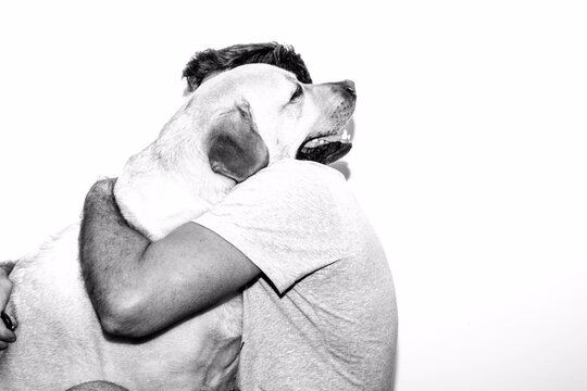 El abrazo entre el hombre y el perro