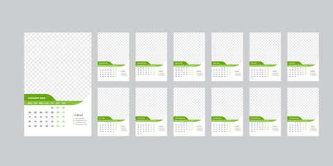 Wall calendar template, date planner, happy new year calendar