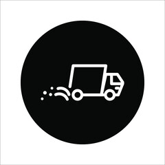 fast delivery truck icon, express delivery, quick move, line symbol on white background