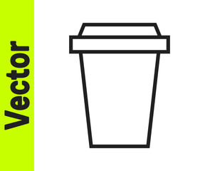 Black line Coffee cup to go icon isolated on white background. Vector Illustration.