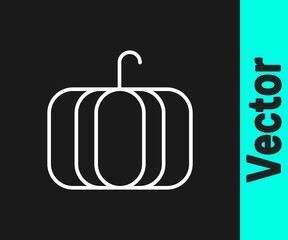 White line Pumpkin icon isolated on black background. Happy Halloween party. Vector Illustration.