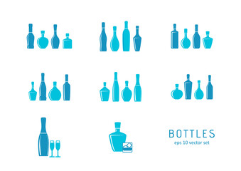 Fototapeta na wymiar Bottles - vector icon set.