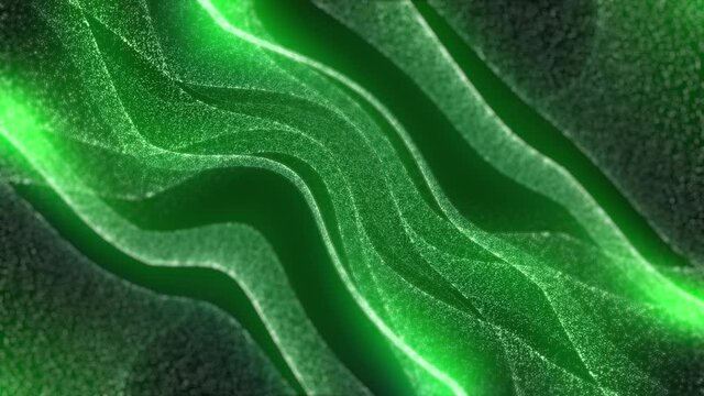 Slow-motion green looping texture with glowing curves.