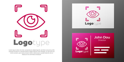 Logotype line Eye scan icon isolated on white background. Scanning eye. Security check symbol. Cyber eye sign. Logo design template element. Vector.