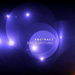 Vector bright circle on blue space. Design illustration