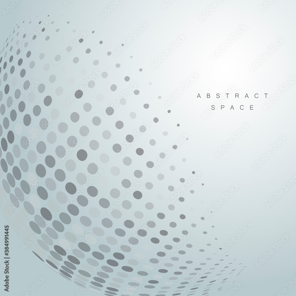 Poster 3d sphere consisting points. bright color. polygon vector wireframe concept. particle future