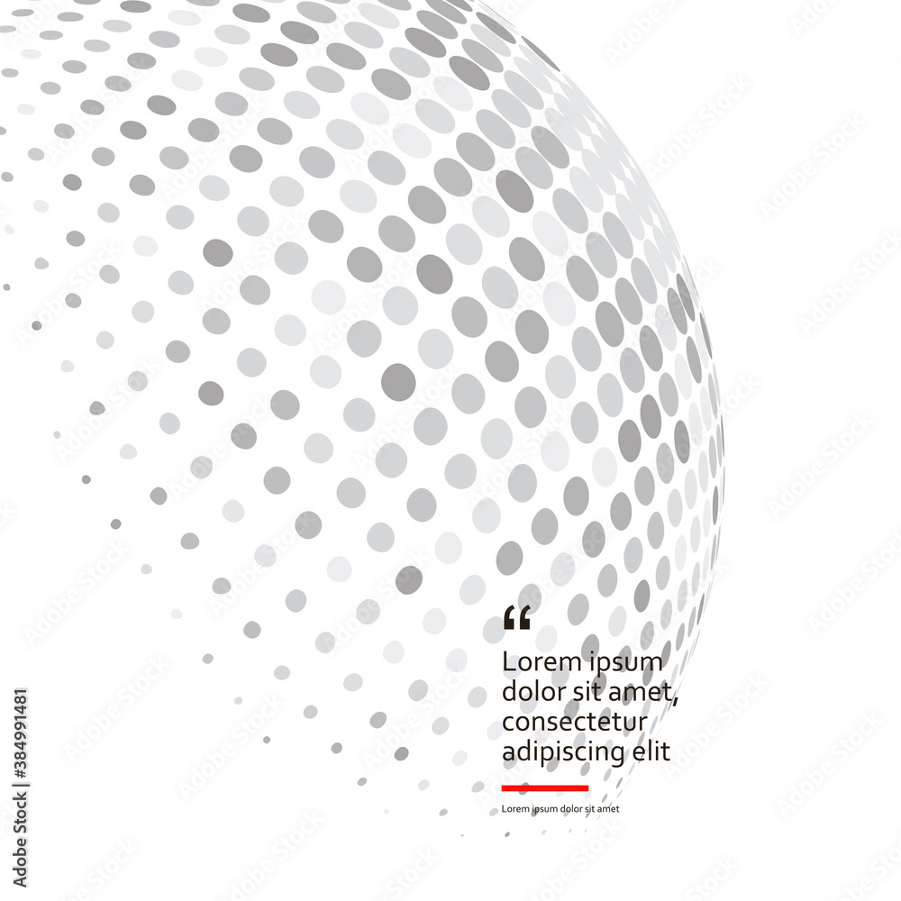 Poster 3d sphere consisting points. bright color. polygon vector wireframe concept. particle future