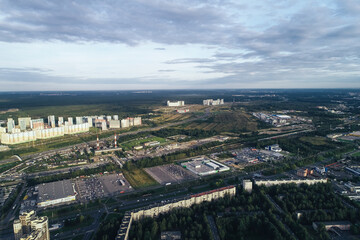 Aerial Townscape of Saint Petersburg City. Kalininsky District
