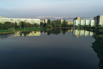 Aerial Townscape of Saint Petersburg City. Kalininsky District