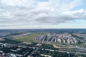 Aerial Townscape of Saint Petersburg City. Kalininsky District
