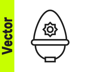 Black line British police helmet icon isolated on white background. Vector.