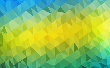 Light Blue, Yellow vector shining triangular pattern.