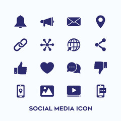 Simple set of social media icon in dark blue color.