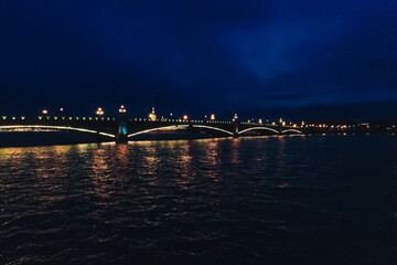 Aerial Townscape of Saint Petersburg City at Night. Kalininsky District
