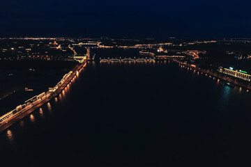 Fototapeta premium Aerial Townscape of Saint Petersburg City at Night. Kalininsky District