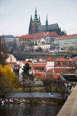 Vltava River and Prague Castle upon a hill