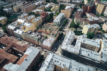 Fototapeta na wymiar Aerial Townscape of Saint Petersburg City. Petrogradsky District