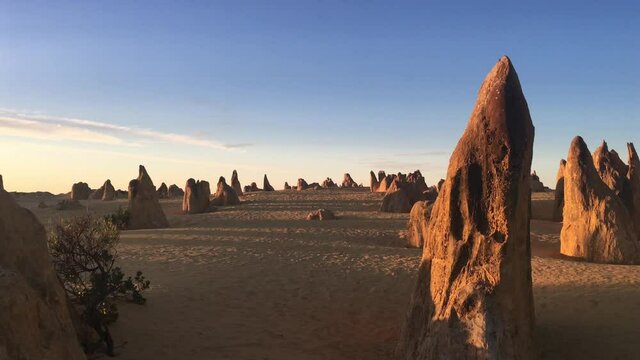 Pinnacle desert limestone formations landscape near Cervantes in Western Australia.