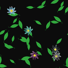 Seamless vector pattern with flowers and leafs